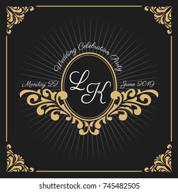 Vintage Luxury Monogram Logo Template for Banner, Label, Frame, Product Tags. Retro Emblem Banner Design. Vector illustration