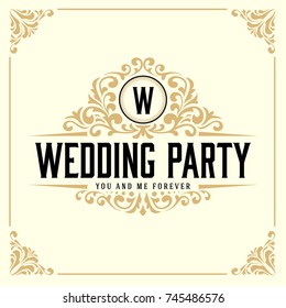 Vintage Luxury Monogram Logo Template for Banner, Label, Frame, Product Tags. Retro Emblem Banner Design. Vector illustration