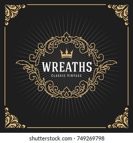Vintage Luxury Monogram Logo Template for Banner, Label, Frame, Product Tags. Retro Emblem Design. Vector illustration