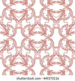 Vintage Luxury ornament pattern. Vector Baroque damask decor. Royal Victorian texture for wallpapers, textile, fabric. Red orange color