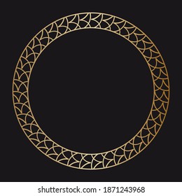 Vintage Luxury ornate Asian round gold Frame on a black background . Vector illustration