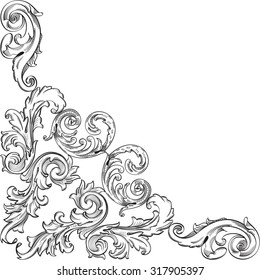 Vintage luxury pattern corner on white