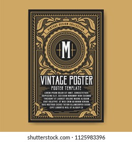 Vintage luxury poster background template. Vector illustration