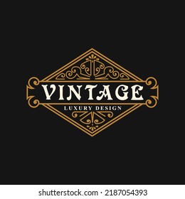 Vintage luxury retro ornament badge logo royal design