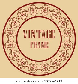 Vintage luxury retro ornamental round frame border with ornate pattern. Element for design