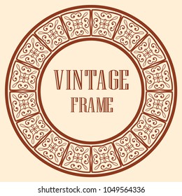 Vintage luxury retro ornamental round frame border with ornate pattern. Element for design