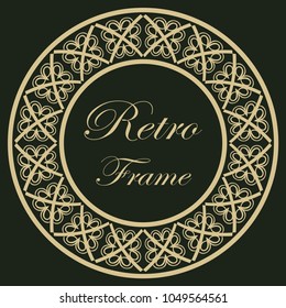 Vintage luxury retro ornamental round frame border with ornate pattern. Element for design