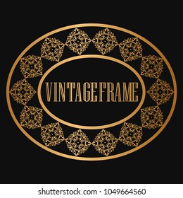 Vintage luxury retro ornamental round frame border with ornate pattern. Element for design