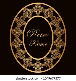 Vintage luxury retro ornamental round frame border with ornate pattern. Element for design