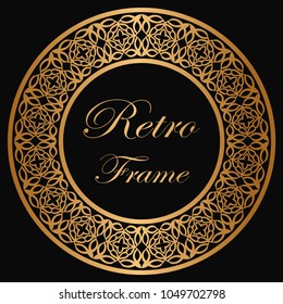 Vintage luxury retro ornamental round frame border with ornate pattern. Element for design