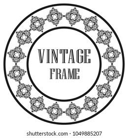 Vintage luxury retro ornamental round frame border with ornate pattern. Element for design