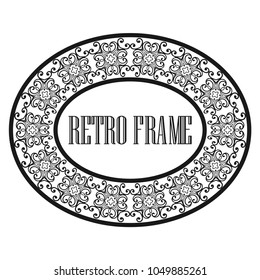 Vintage luxury retro ornamental round frame border with ornate pattern. Element for design