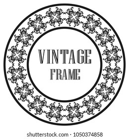 Vintage luxury retro ornamental round frame border with ornate pattern. Element for design