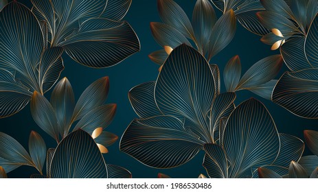 Vintage luxury seamless floral background with golden lilies flowers. Romantic pattern template for wall decor, wallpaper, wedding invitations, ceremonies, cards.