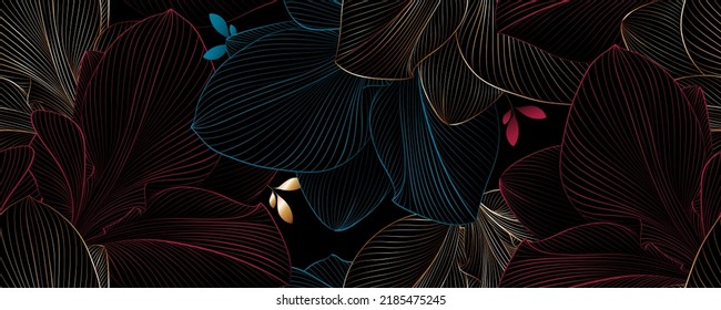 Vintage luxury seamless floral background with golden amaryllis flowers. Romantic pattern template for wall decor, wallpaper, wedding invitations, ceremonies, cards.