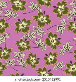 Vintage luxury seamless floral background with golden lilies flowers. Romantic pattern template for wall decor, wallpaper, wedding invitations, ceremonies, cards