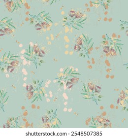Vintage luxury seamless floral background with pattern. Romantic pattern template for wall decor, wallpaper, wedding invitations, ceremonies, cards. And for textile, fabric, scarf, fashion