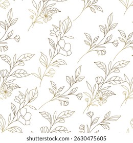 Vintage luxury seamless floral background with golden lilies flowers. Romantic pattern template for wall decor, wallpaper, wedding invitations, ceremonies, cards.	