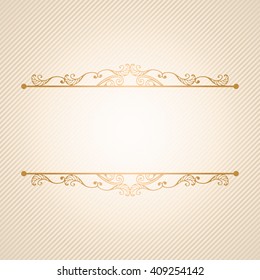 Vintage luxury vector background. Golden decorated borders on diagonal stripes pattern. Template for your design. EPS 10