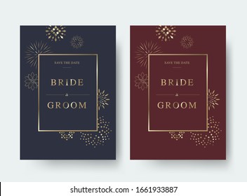 Vintage luxury wedding vector invitation card