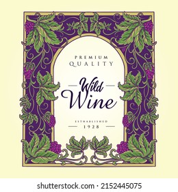 Vintage luxury wine floral labels vector illustrations for your work logo, merchandise t-shirt, stickers and label designs, poster, greeting cards advertising business company or brands