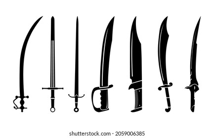 Vintage Machete Blade Sword Silhouette Vector Design Inspiration Collection