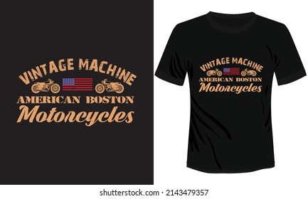 Vintage Machine American Motorcycles T-shirt Design Vector Illustration