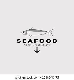 vintage mackerel fish logo illustration design