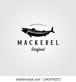 vintage mackerel fish logo label emblem vector seafood illustration