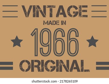 Vintage made in 1966 year original. Commemorative vector for anniversary date.