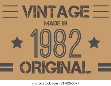 Vintage made in 1982 year original. Commemorative vector for anniversary date.