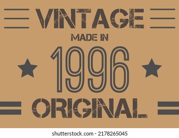 Vintage made in 1996 year original. Commemorative vector for anniversary date.