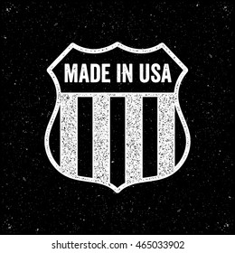 Vintage Made in USA Product Brand Label. Shield.