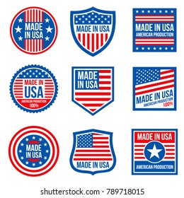 Vintage made in the usa vector badges. American patriotic icons. Illustration of label made in america