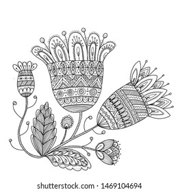Vintage magic flowers, sketch for your design