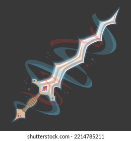 Vintage Magical Zigzag Effect Design Sword Long Illustration Artwork Digital