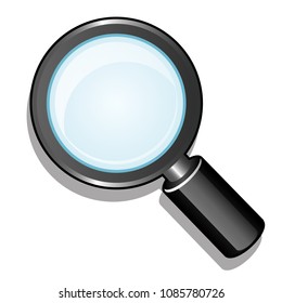 Vintage magnifying glass isolated on white background. Vector cartoon close-up illustration.