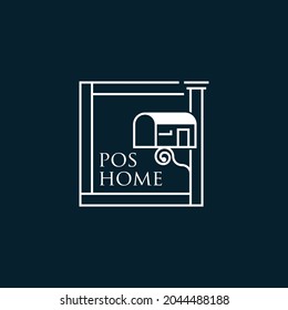 vintage mailbox logo design vector graphic