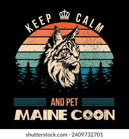 Vintage Maine Coon Cat Tshirt design