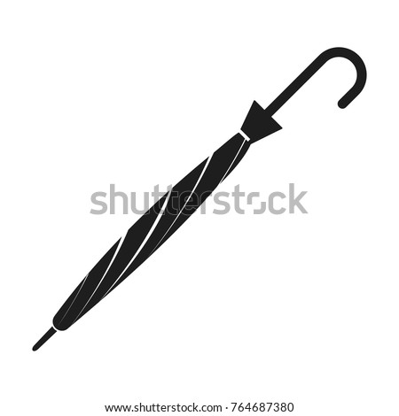 Vintage male closed black umbrella. Flat vector cartoon illustration. Objects isolated on a white background.