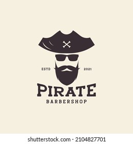 vintage man with beard and sunglasses pirate logo design vector graphic symbol icon sign illustration creative idea logo design vector graphic symbol icon sign illustration creative idea