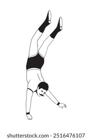 Vintage hombre haciendo trucos acrobáticos