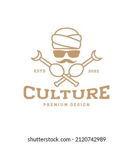 vintage man Indian culture and snake charmer logo design, vector graphic symbol icon illustration creative idea