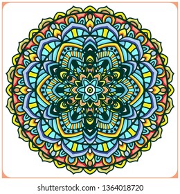 Vintage mandala art with circular flower ornament 