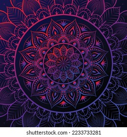 Vintage mandala art close up, floral mandala art for coloring book page design or meditation poster henna tattoo art, textile design, invitation card, celebration, Indian pattern floral style mandala