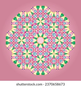 A vintage Mandala art vector pattern infused with Eastern aesthetics. This intricate floral motif is perfect for enhancing your design endeavors, such as wedding invitations and greeting cards.