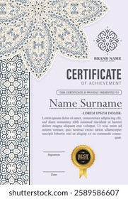Vintage mandala award certificate template