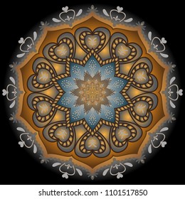 A vintage mandala. Floral decorative elements. Oriental pattern, illustration, ligature. Islam, Arabic, Indian, Moroccan, Spanish, Turkish, Pakistani, Chinese, mystical, magical, Ottoman motifs