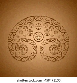 Vintage mandala on old paper. Vector image.