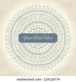 Vintage mandala ornament on vintage paper and with place for your text